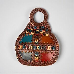 Patricia Nash Handbag Chain Link Leather Woven Boho Purse Pisticci Festival